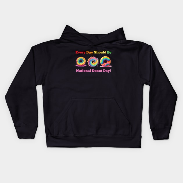 Donut Delight: Celebrate Every Day! Kids Hoodie by Phygital Fusion